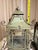 Pair of Vintage Metal Chinoiserie Pagoda-Style Hanging Lanterns With Weathered Sage Green Finish For Sale In Las Vegas - Image 6 of 12