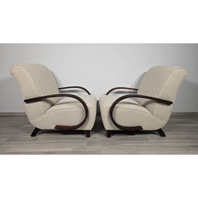 Beige Art Deco Lounge Chairs from Jindřich Halabala, 1950s, Set of 2 For Sale - Image 8 of 11