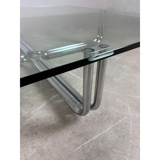 Vintage Coffee Table in Glass and Metal by Gianfranco Frattini for Cassina, 1970s For Sale - Image 9 of 10