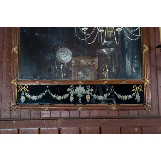 Art Deco Carved Wood and Églomisé Mirror For Sale - Image 3 of 11