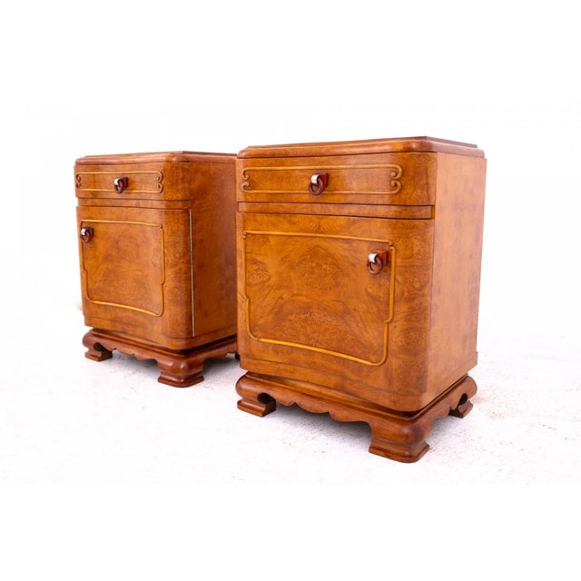 1930s Vintage Polish Art Deco Nightstands, 1930, Set of 2 For Sale - Image 5 of 15