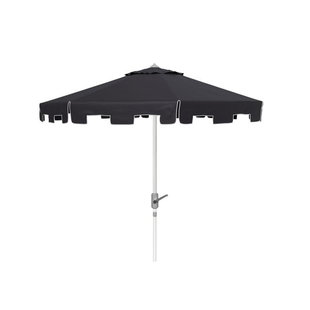 2020s Zimmerman 9 Ft Market Umbrella, Black & White/Chrome Pole For Sale - Image 5 of 5