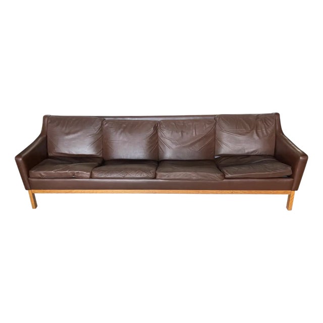 Mid Century Danish Leather Sofa by Erik Worts For Sale