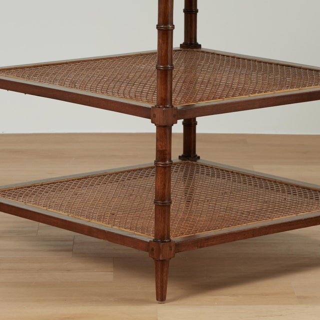 Pair of Vintage British Colonial Style Three Tiered Stands For Sale In West Palm - Image 6 of 15