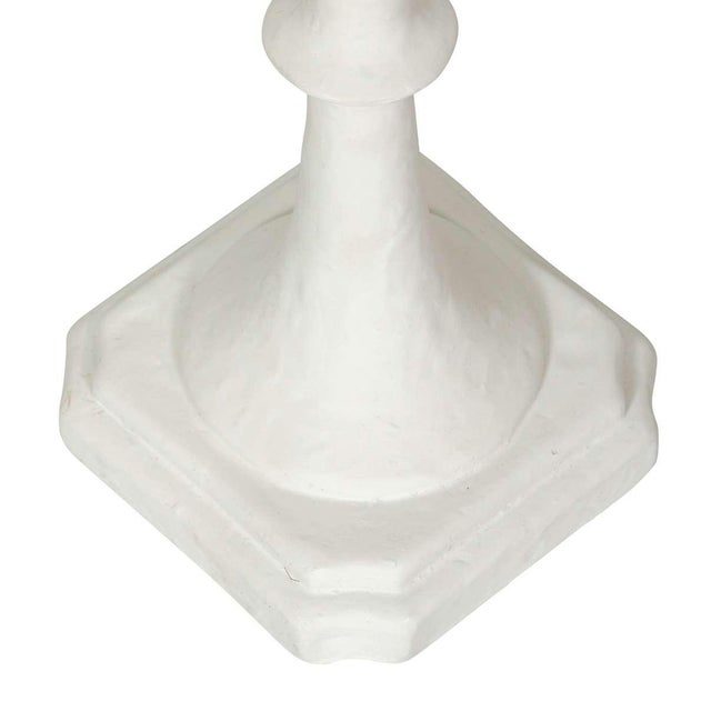 Late 20th Century Tall White Gesso Table Lamps With Shades - a Pair For Sale - Image 4 of 4