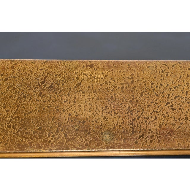 Tiffany Studios New York Nautical Bronze Doré Blotter Ends With Leather Desk Blotter For Sale - Image 9 of 12