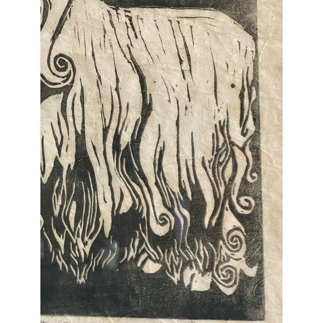 Eastern European Artist, Woolly Ram, 1920s-1940s, Linocut, Framed For Sale - Image 9 of 16
