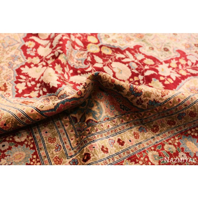 Nazmiyal Collection 1900s Floral Antique Persian Silk Tabriz Area Rug For Sale - Image 4 of 5