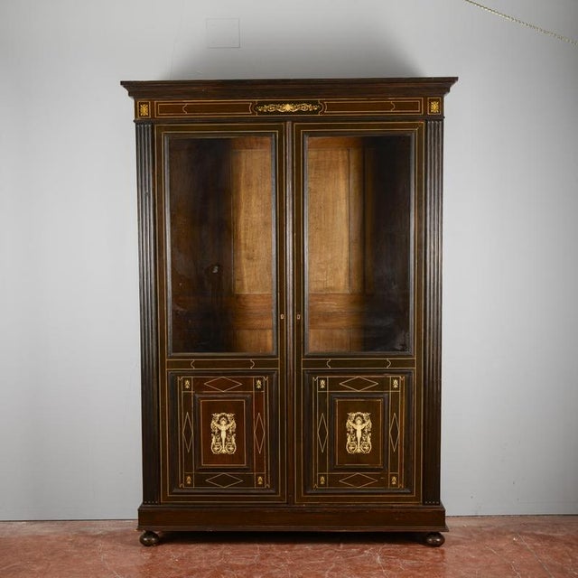 Inlaid Bookcase Display Cabinet For Sale - Image 9 of 9