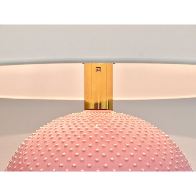 Rosé Pastel Polka Dot Sphere Table Lamp in Ceramic & Brass from Studio Paf Milano, 1970s For Sale - Image 4 of 18