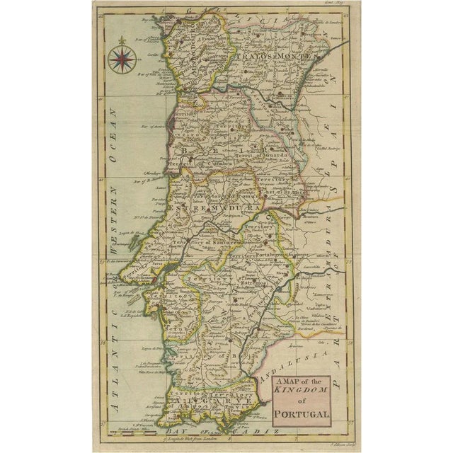 Antique Map of Portugal from the Gentlemans Magazine, 1758 For Sale