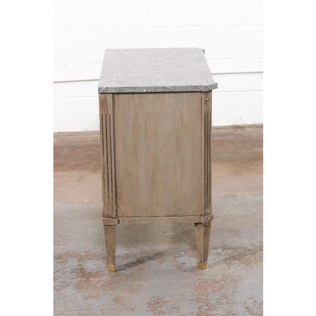Wood Mid 20th Century Swedish Gustavian Style Chest W/ Gray Marble Top For Sale - Image 7 of 13