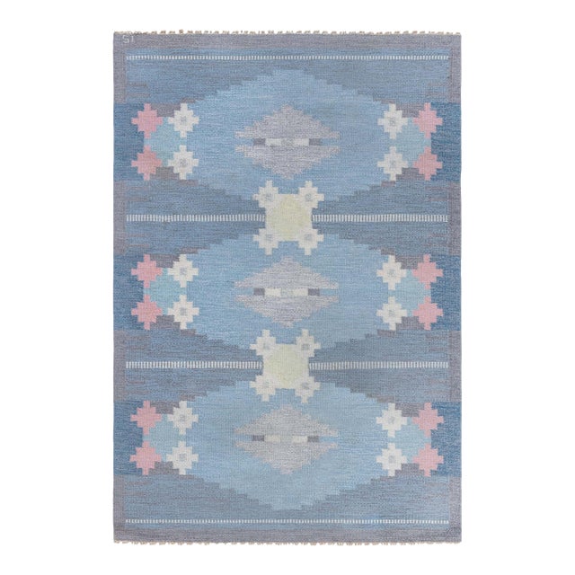 Doris Leslie Blau Vintage Swedish Flat-Weave Rug by Ingegerd Silow For Sale