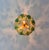 Mid-Century Modern 1970s Mid-Century Modern Style Teal Turquoise Hand-Painted Glass and Gold Floral Chandelier⁠ For Sale - Image 3 of 17