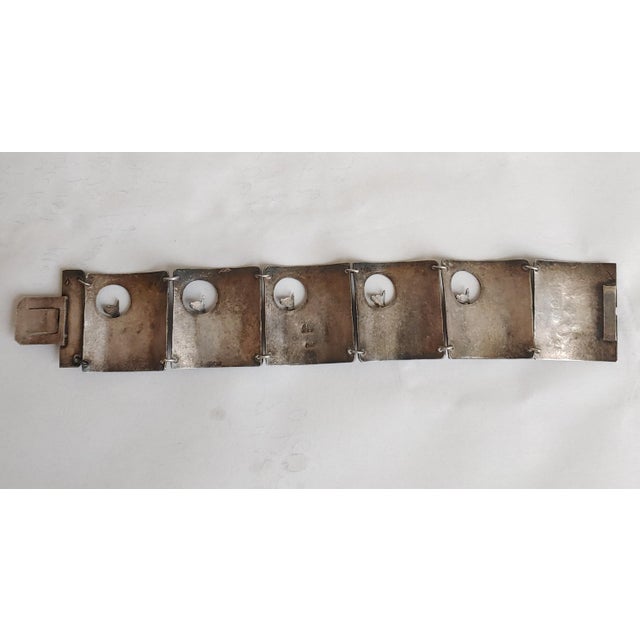 1940s Peru Sterling Silver Panel Signed Carlo Mario Camusso Link Bracelet For Sale In New York - Image 6 of 7