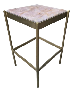 Brass and Rose Quartzite Side Table