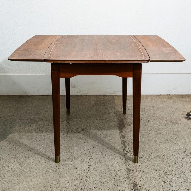 1960s 1960s Mid Century Danish Modern Coffee Table Walnut Extension Draw Leafs MCM Vintage For Sale - Image 5 of 12