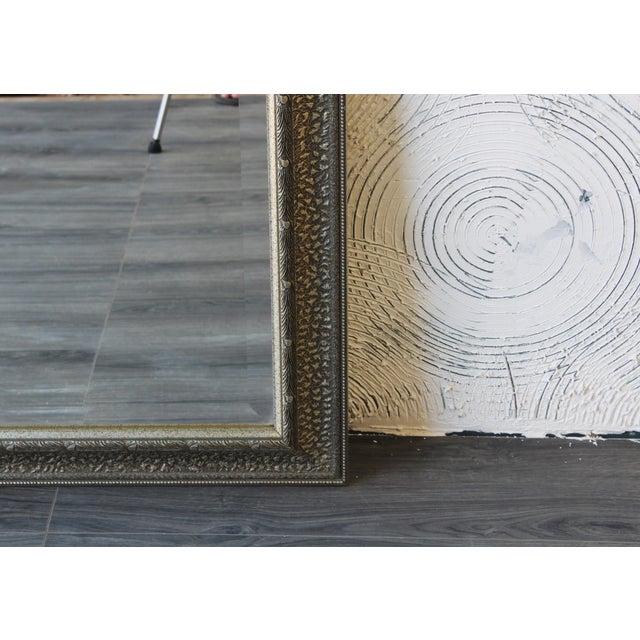 Vintage silver metallic mirror This mirror has minor wear and vintage patina Dimensions: 30"Width x 42"Height See pictures...