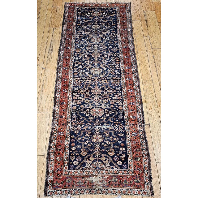 "Beautiful early 20th century Persian Farahan Sarouk wide runner in a geometric pattern. Farahan Sarouk rugs are highly...