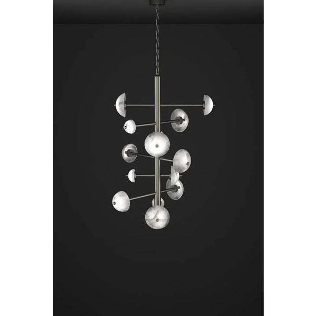 Apollo brushed black metal chandelier by alabastro italiano dimensions: d 70,5 x w 55 x h 111 cm. Materials: white...