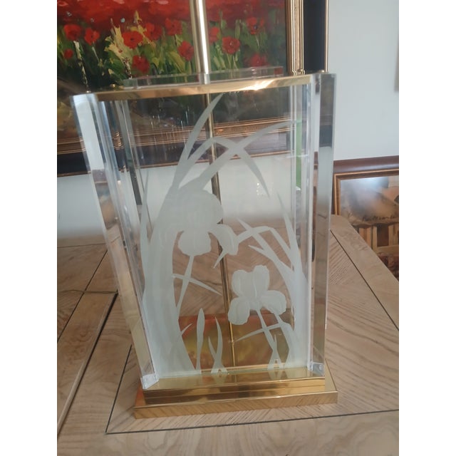 Brass Vintage Brass Glass Lucite Table Lamp, by Frederick Ramond For Sale - Image 8 of 9