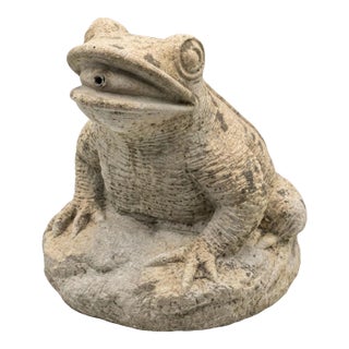 Vintage-Style Large Cast Stone Frog Fountain Spouter For Sale