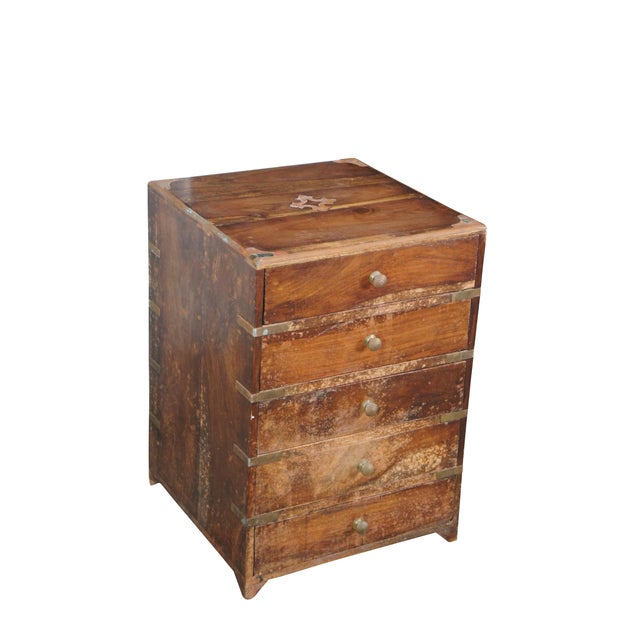 Antique Anglo Indian / English Campaign Military Officers Chest. Made from teak with brass inlay along the top, hand...