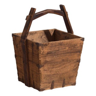 Antique Chinese Wooden Basket For Sale