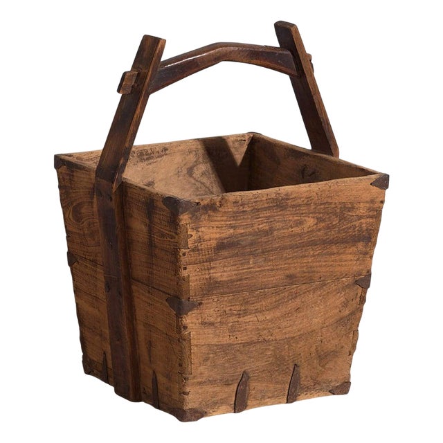 Antique Chinese Wooden Basket For Sale