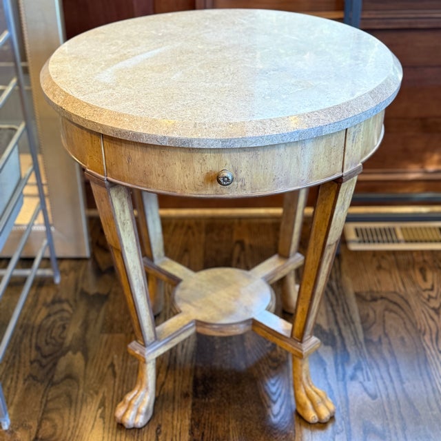 1990s Kreiss Empire Stone Top Side Table For Sale - Image 5 of 6