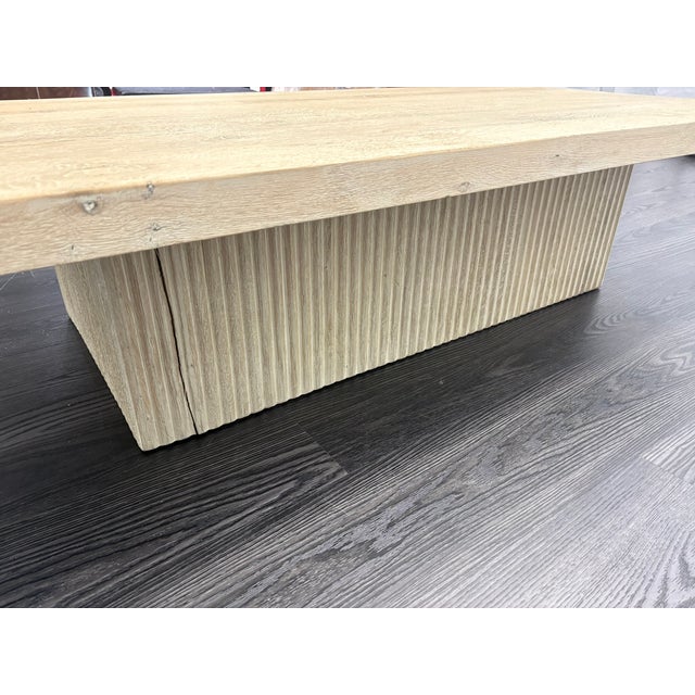 Rh Reclaimed Oak Reeded Plinth Rectangular Coffee Table – 64" For Sale - Image 13 of 18