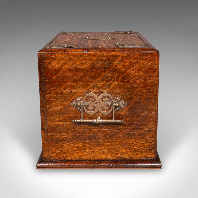 Brown Antique Metamorphic Stationery Case, English Oak Rotating Writing Box, Edwardian For Sale - Image 8 of 12