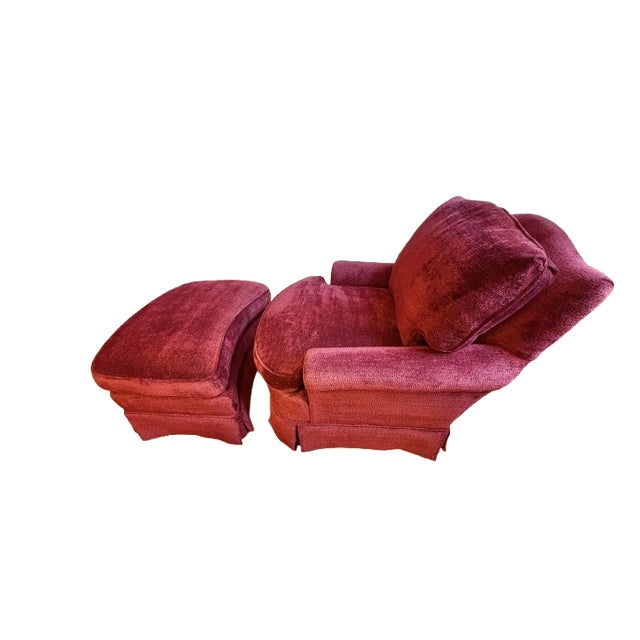 Custom Lounge Chair & Ottoman Set in Burgundy by Dapha For Sale - Image 9 of 18