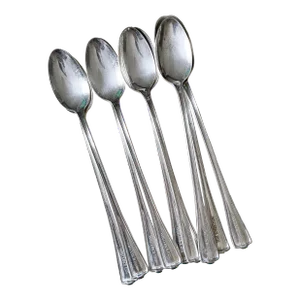 Set of 9 Silver Plated Iced Tea Spoons From Whiteface Inn on Lake Placid, 1920s