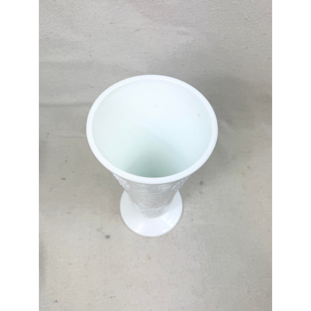 White Vintage Grape Vine Design Milk Glass Vase For Sale - Image 8 of 9