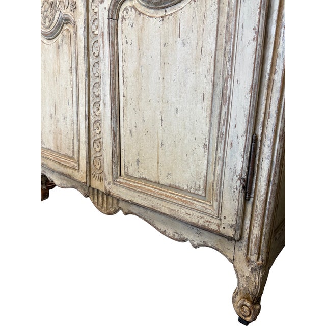 Late 19th Century Antique French Provincial Painted Armoire With Wire Doors For Sale - Image 5 of 13