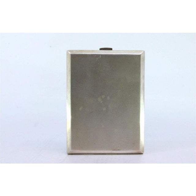 Matte Silver Cigarette Case with Smooth Strips and Gold Interior For Sale - Image 4 of 7