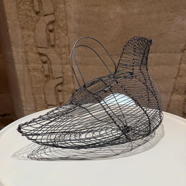 Modern Vintage Modern Wire Chicken-Shaped Egg Basket For Sale - Image 3 of 7
