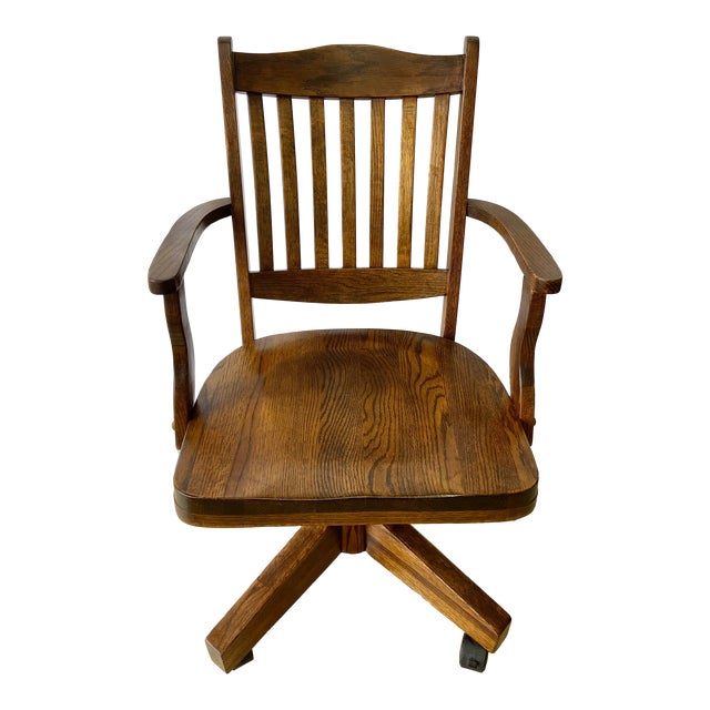 Vintage oak swivel desk chair Outlet