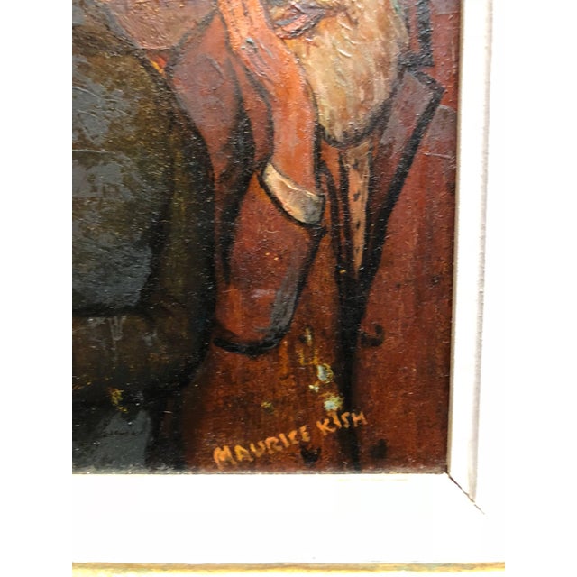 Modern Maurice Kish, The Preacher Rabbi "Der Maggid" Judaica Oil Painting WPA Jewish artist For Sale - Image 3 of 7