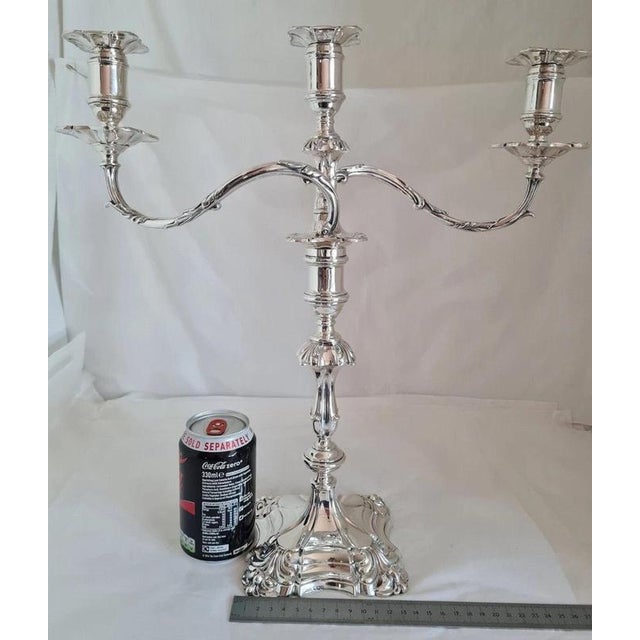 Antique Edwardian Sterling Silver Candelabra by Thomas A. Scott, Sheffield, 1902 For Sale - Image 12 of 13