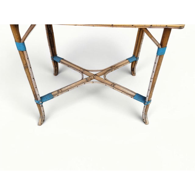 1950s Vintage Woven Rattan Table, 1950s For Sale - Image 5 of 8