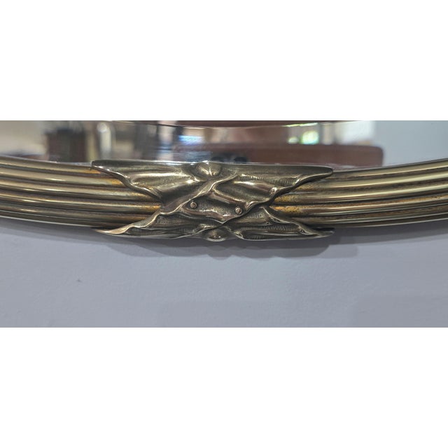 Metal Victorian Oval Brass Mirror, 1880 For Sale - Image 7 of 9