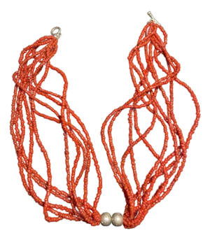 Vintage Mediterranean Seed Bead and Sterling Silver Beaded Accents
