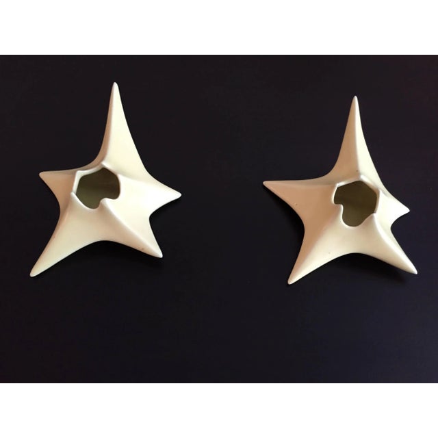 A wonderful pair of original 1950s ceramic candleholders by famed Italian artist, Antonia Campi. Signed.