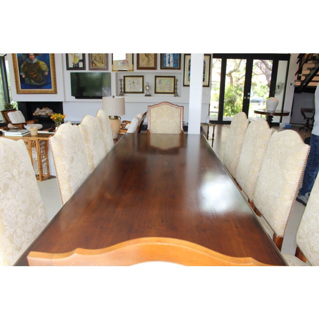 Vintage Provence Collection From Bussandri Arte Louis XIV Style Fabric & Leather Dining Chairs, Set of 10, C. 2003 For Sale - Image 18 of 18