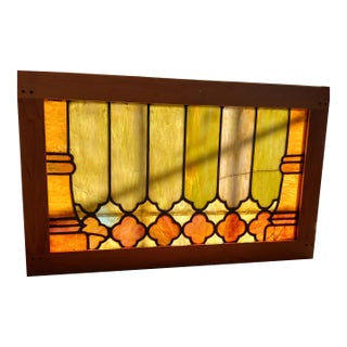 Antique Willet Studio Slag Glass Window Panel in Hand-Crafted Maple Frame – Piece 1 of 2 For Sale