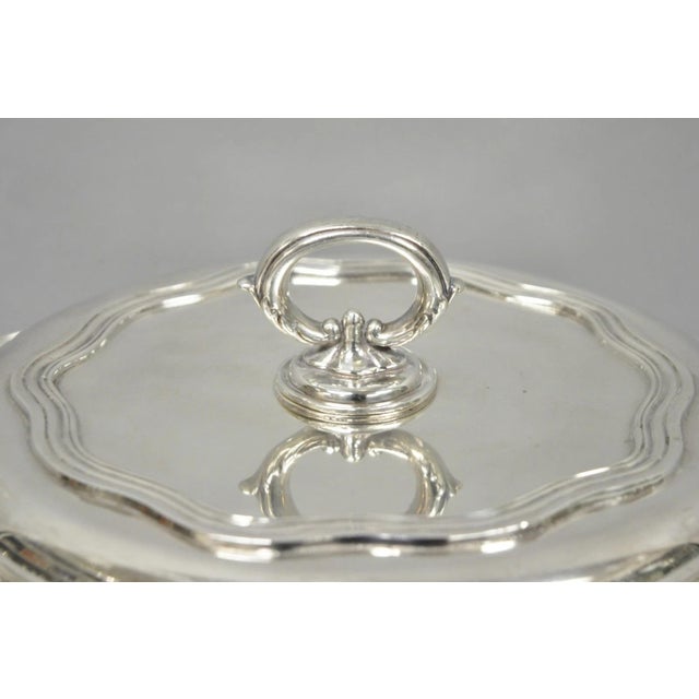 Sheffield Vintage Sheffield Round Scalloped Silver Plated Covered Divided Serving Dish For Sale - Image 4 of 16