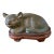 Old Bronze Chinoiserie Han Style Recumbent Kitten Sculpture on Wood Stand For Sale