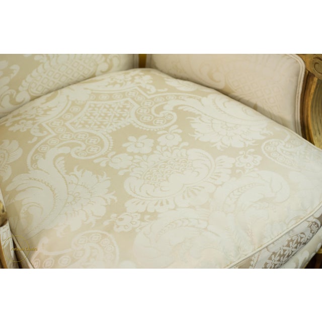 Wood Late 19th Century New Scalamandre Silk Upholstery Louis XV-Style Carved Gilt Wingback Armchair For Sale - Image 7 of 11